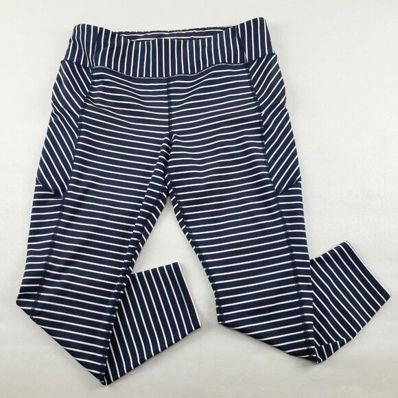Athleta Contender 7/8 High Rise Legging Womens XL Blue Stripe 25" Stretch Tight - Picture 1 of 14